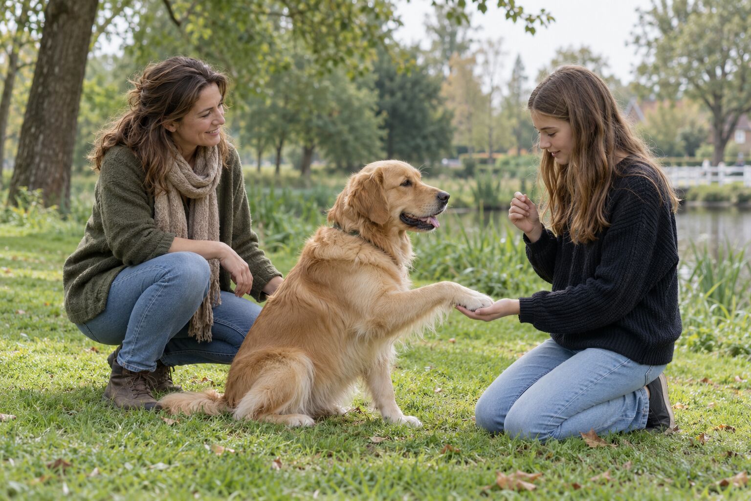 Gegenereerde voorbeeldfoto van individuele coaching met een hond